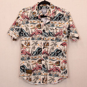 YoColorado Hawaiian flamingo print button down shirt-S